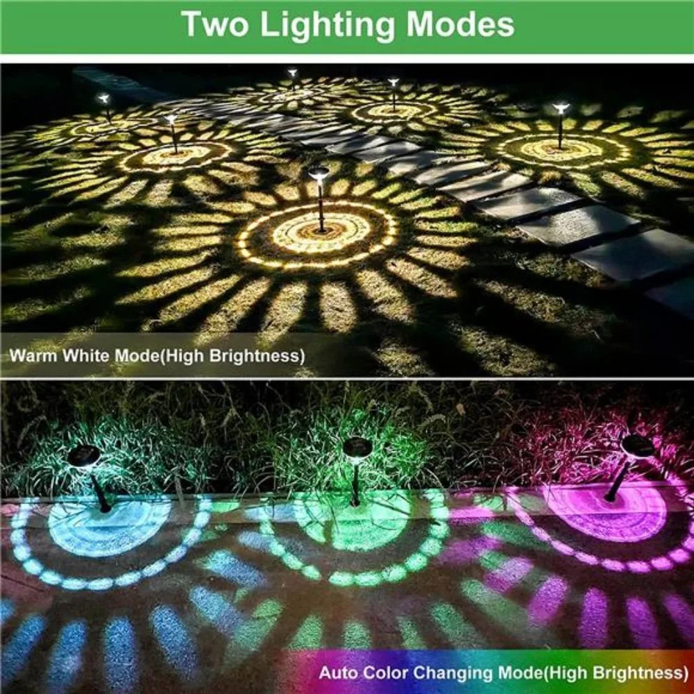 Bright Solar Pathway Lights 8 Pack,Color Changing+Warm White LED Solar Lights